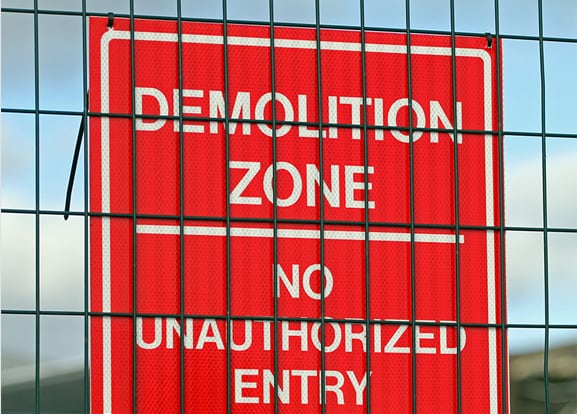 Demolition Zone Sign